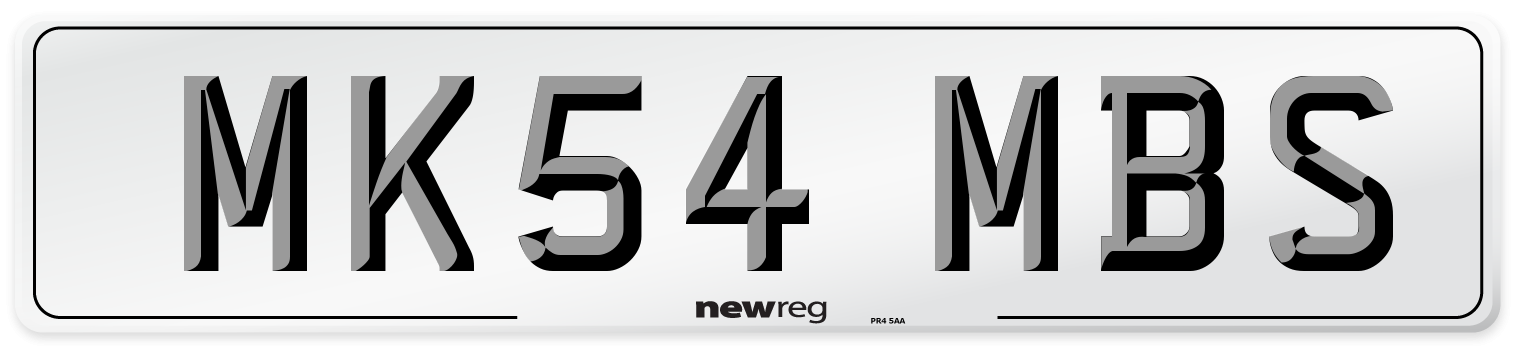 MK54 MBS Number Plate from New Reg